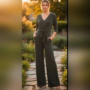 Luxology Dark Green Knit Jumpsuit